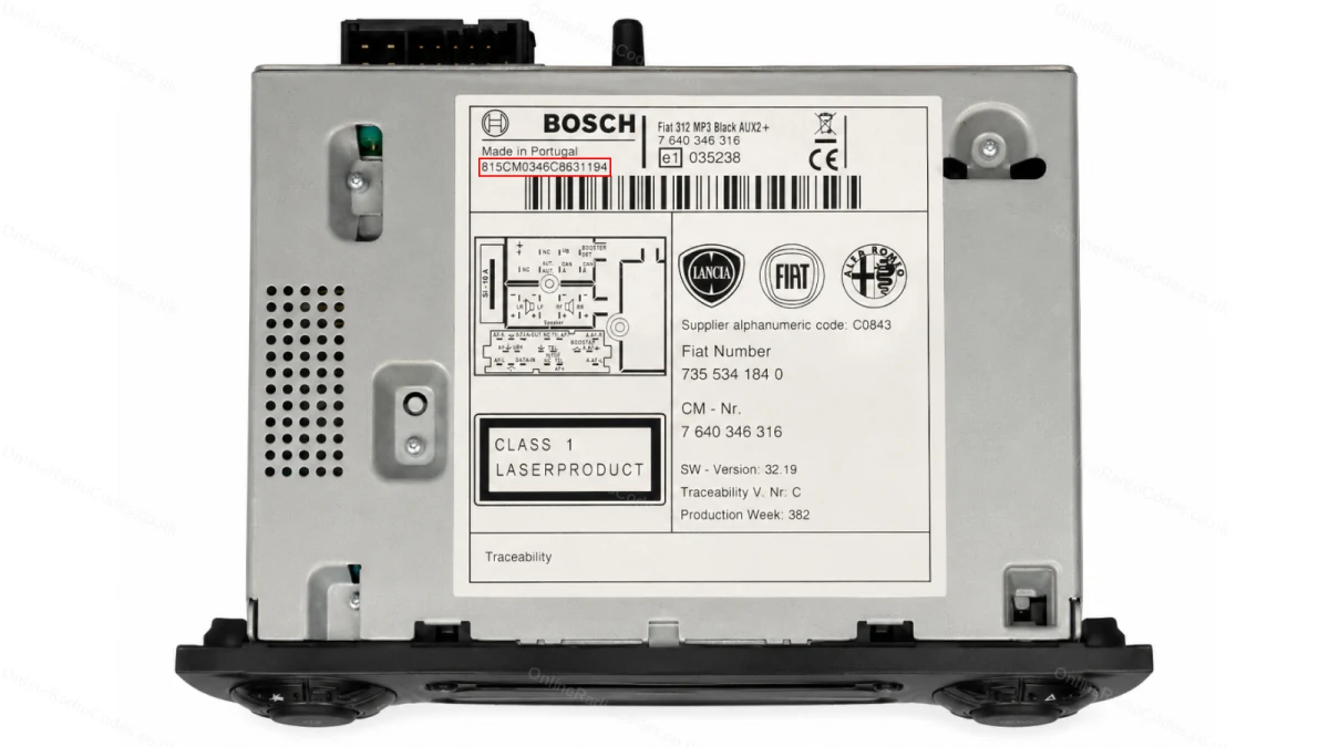 Find the 815CM serial on the label
