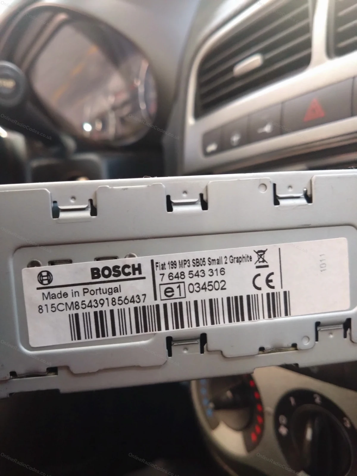 Fiat Bosch 815CM serial number label