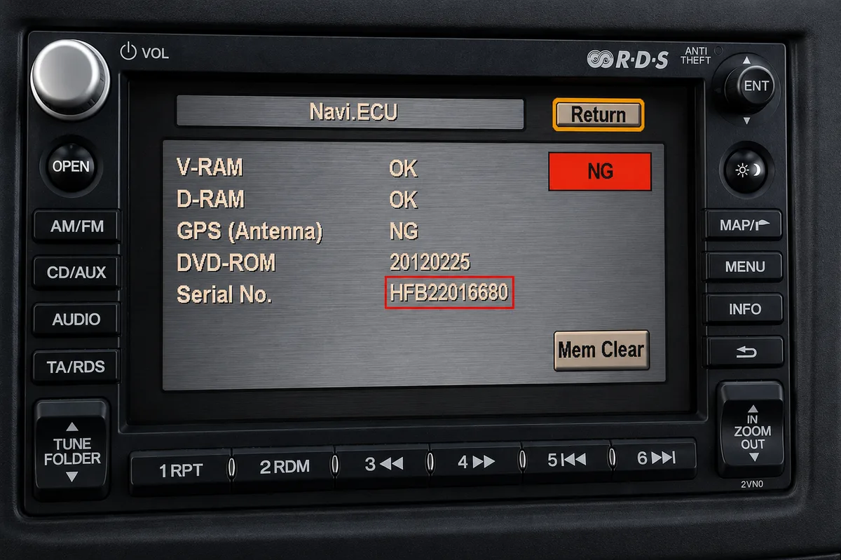 Find your serial via the diagnostics menu