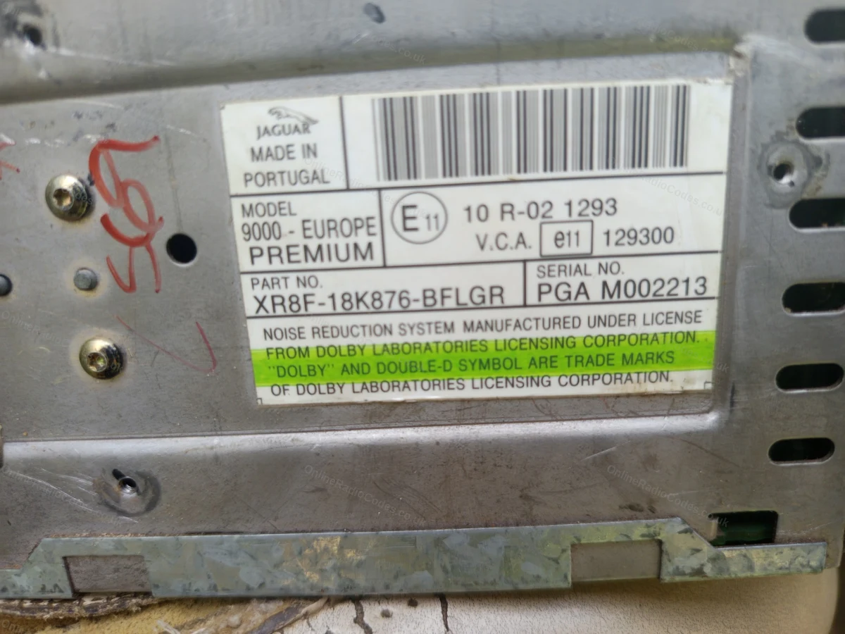 Jaguar M-series serial number label