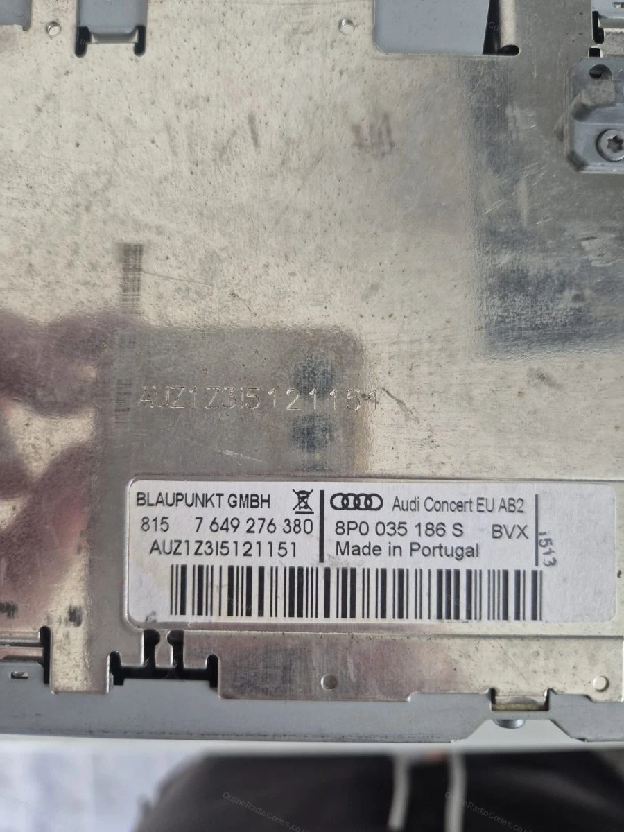 Audi Concert label with the AUZ serial