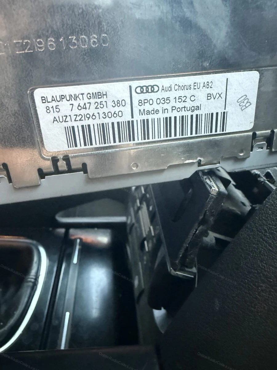Serial label visible as the unit is withdrawn from the dash