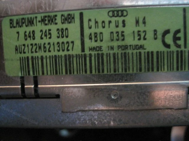 Audi Chorus label with the AUZ serial