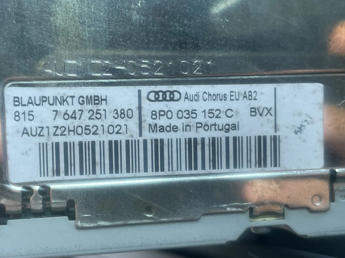 AUZ serial on the label and etched into the casing above it