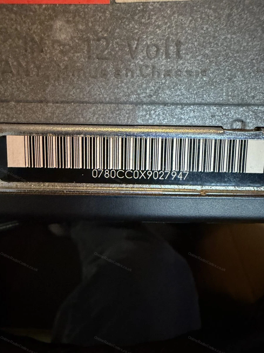 Serial barcode engraved on the side of the unit