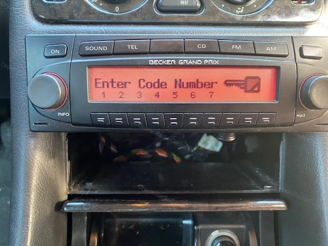 Code entry screen on a Becker Grand Prix