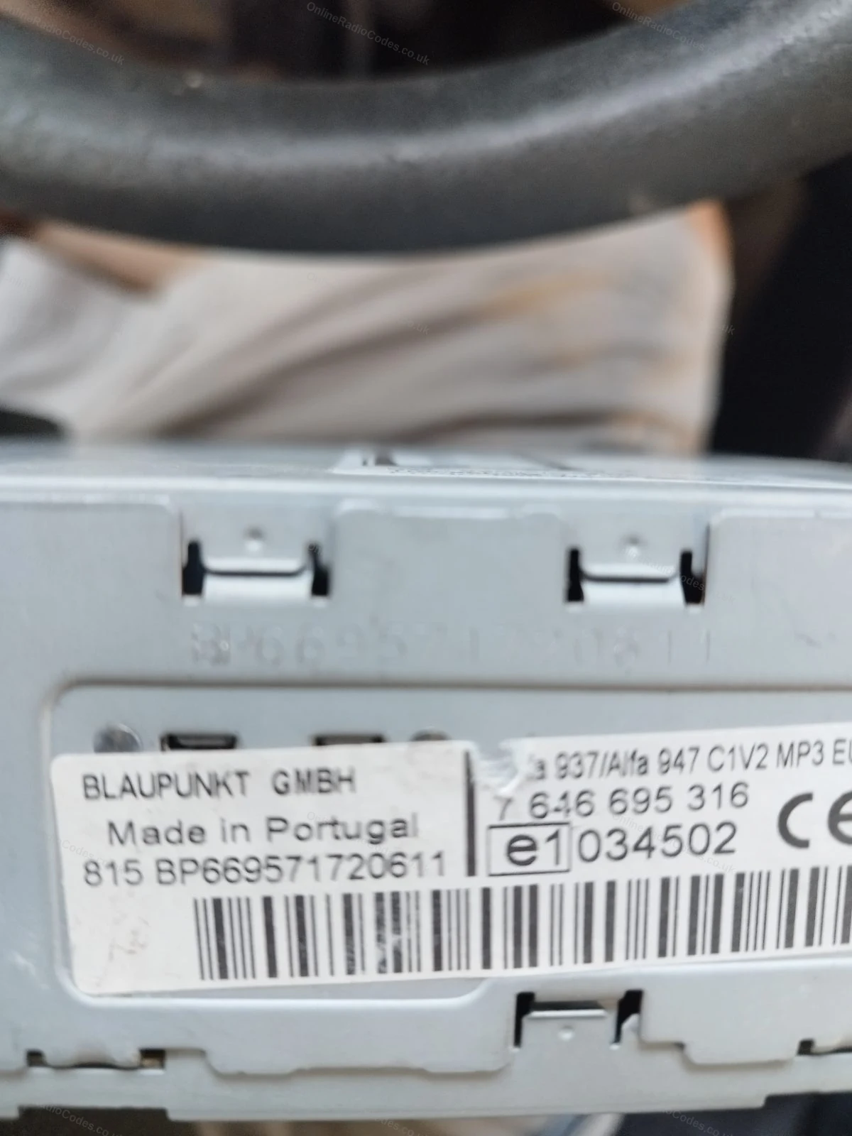 BP serial label on the top of the unit