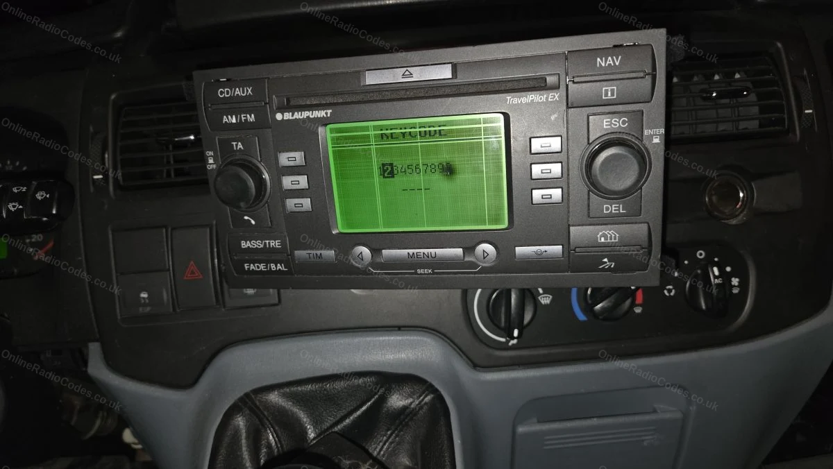 Keycode entry screen on a Blaupunkt TravelPilot