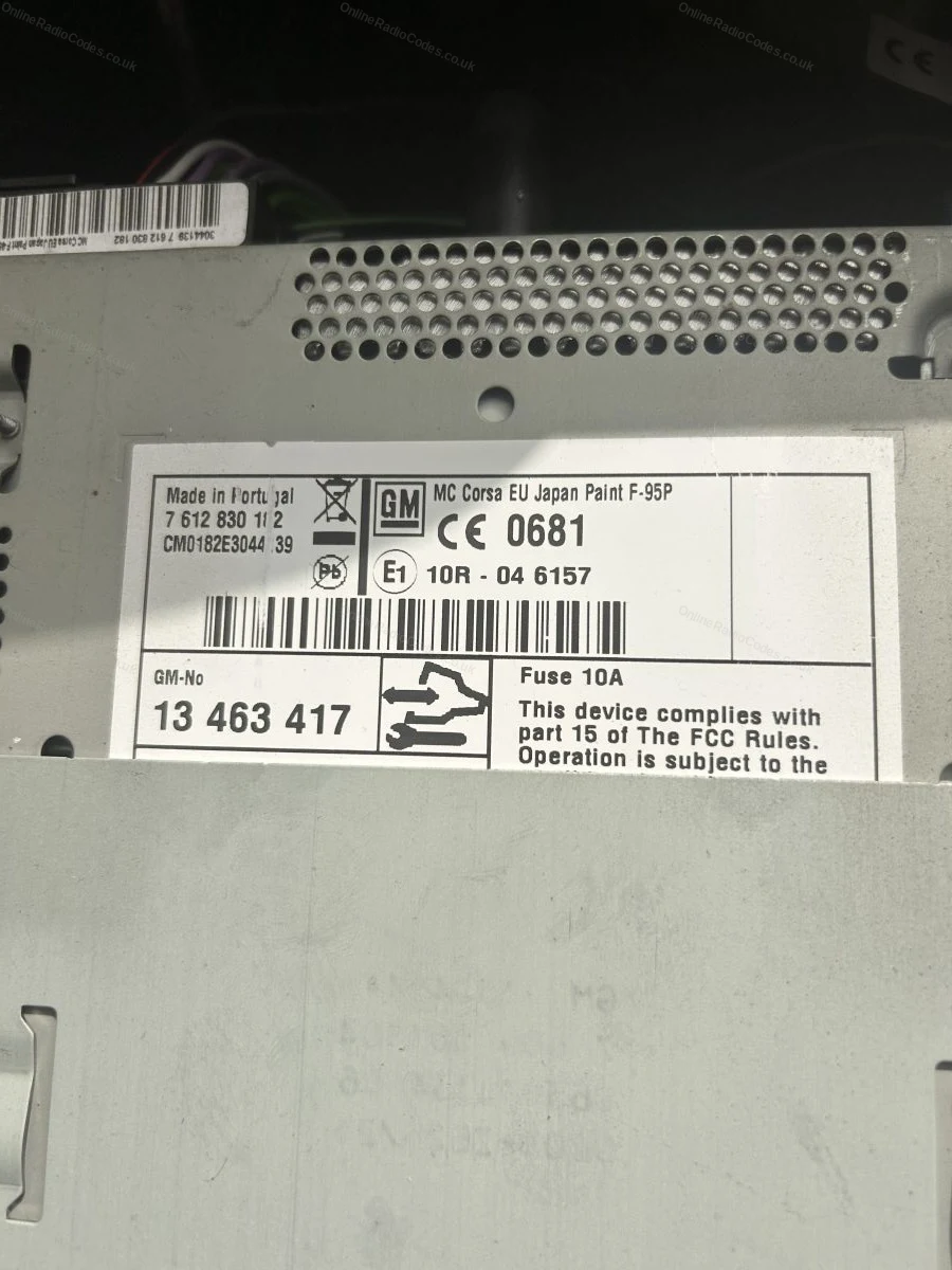 Bosch-made unit label with part numbers on the casing
