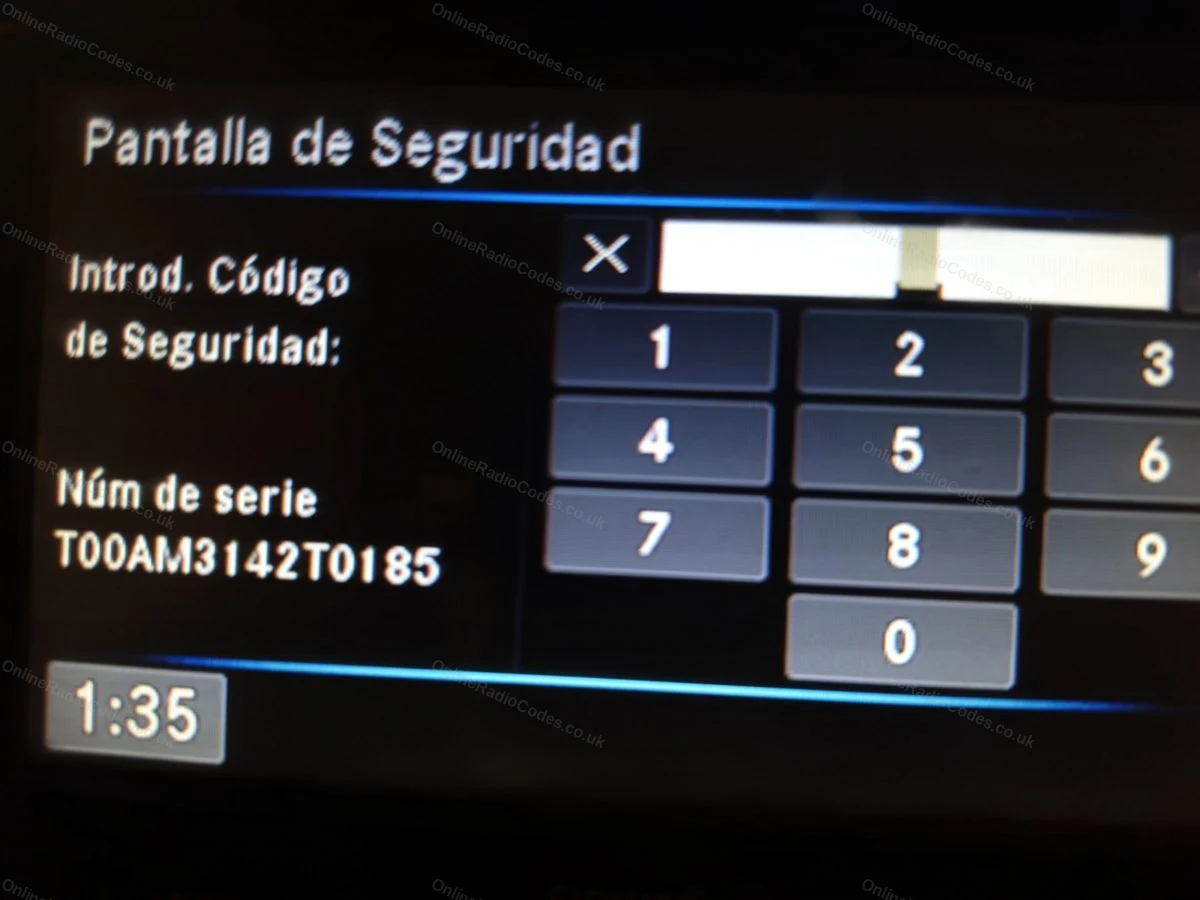 Serial shown on the anti-theft entry screen