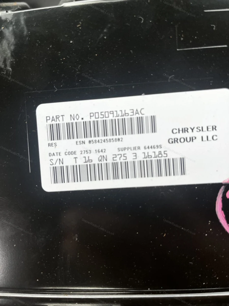 Serial label with barcode on the unit