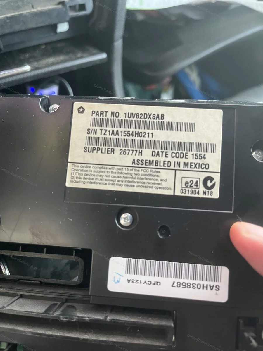 Part and serial label on the back of the unit