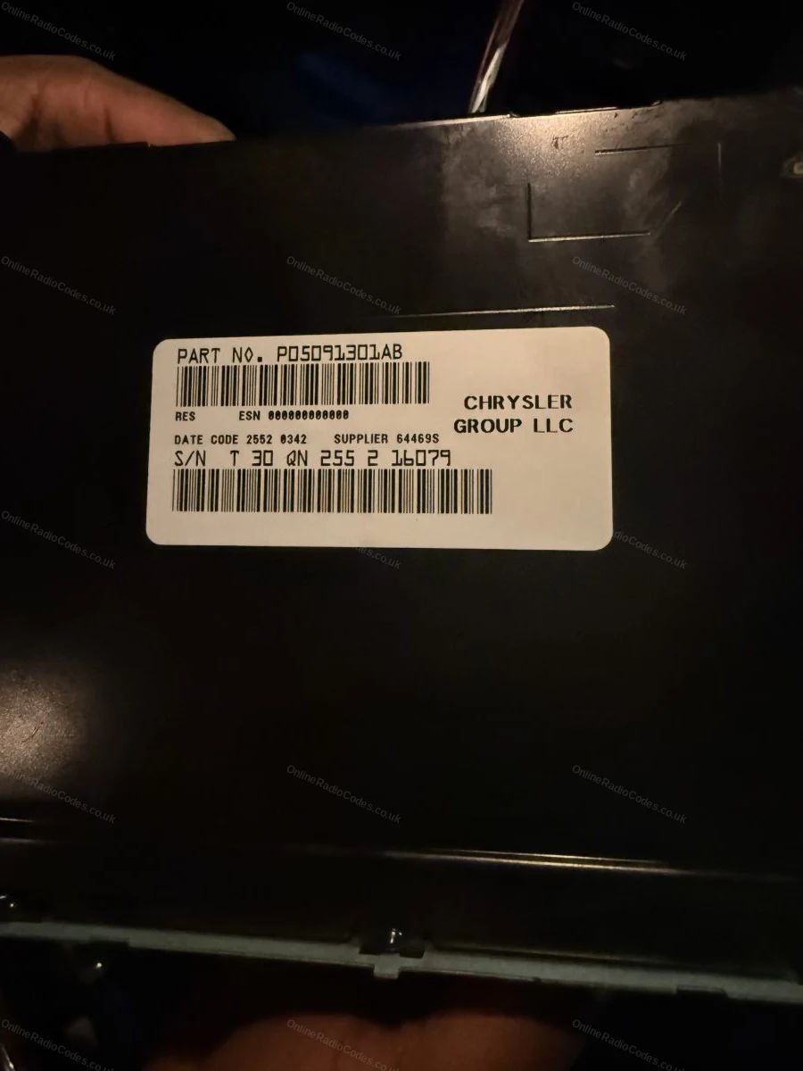 T-series serial label on the radio casing