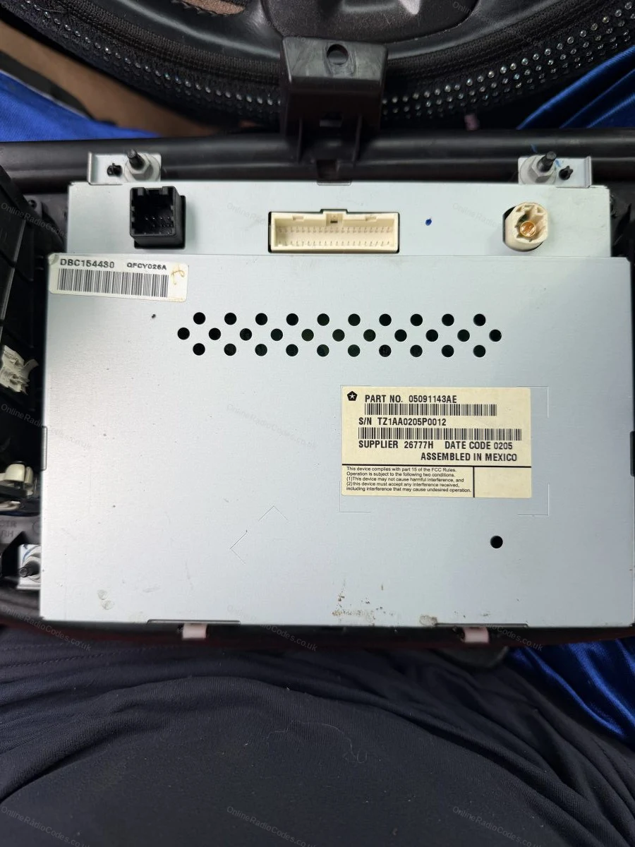 Part and serial label on the top of the unit