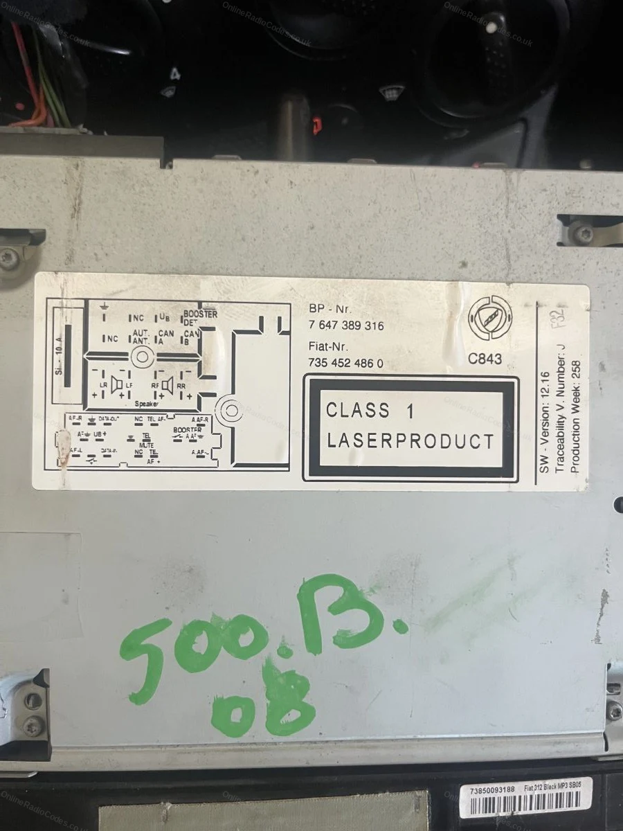BP serial label on the top of the unit