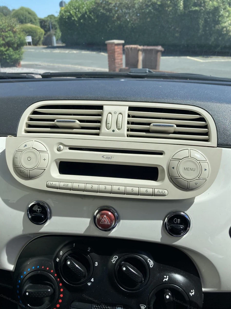 Fiat 500 head unit in the dashboard