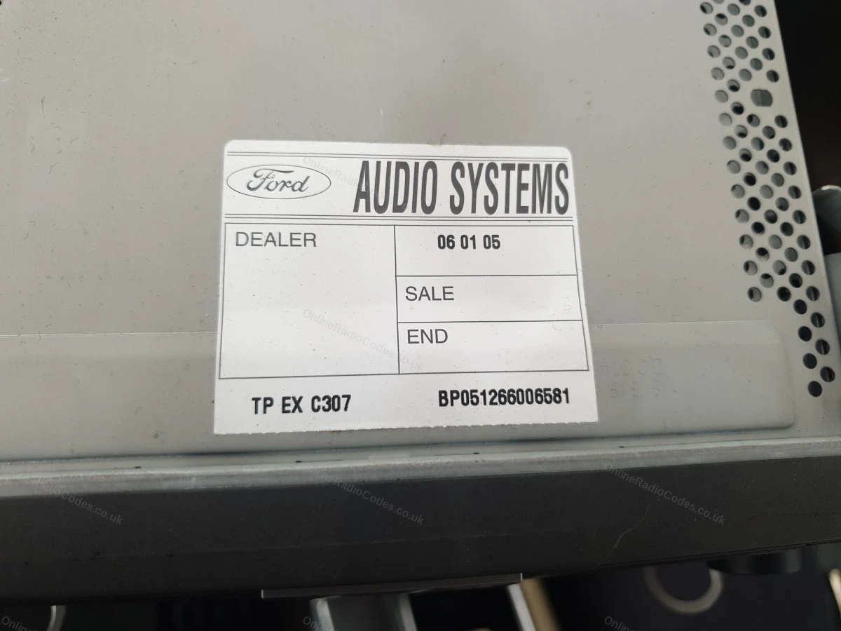 Serial label on the removed radio