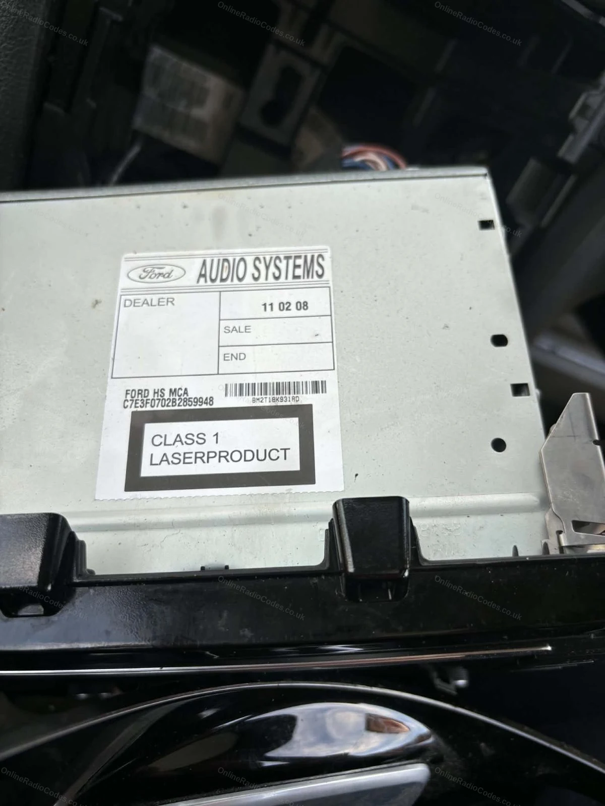 Audio Systems label on top of the radio