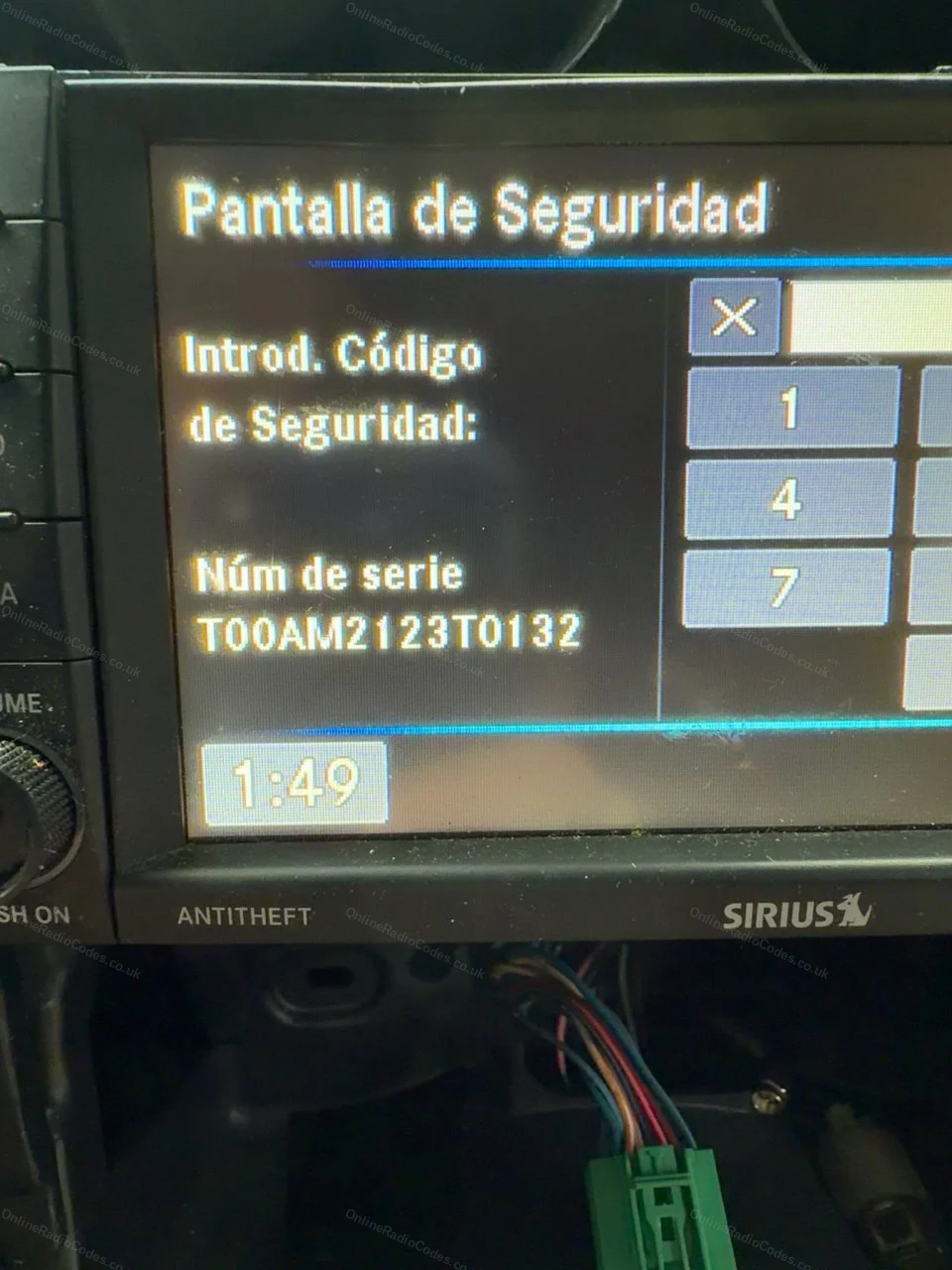 T-series serial displayed on the anti-theft screen