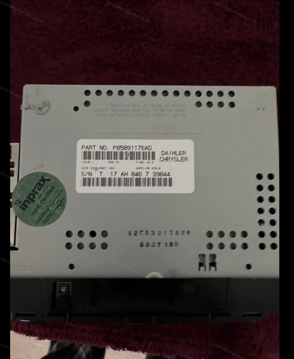 Serial label on the top of the removed unit