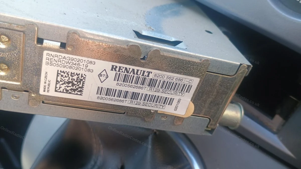 Security label on the casing of the removed radio