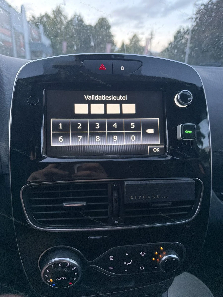 Code entry keypad on the radio display