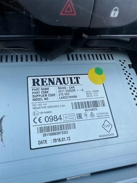 Serial label on top of the radio unit
