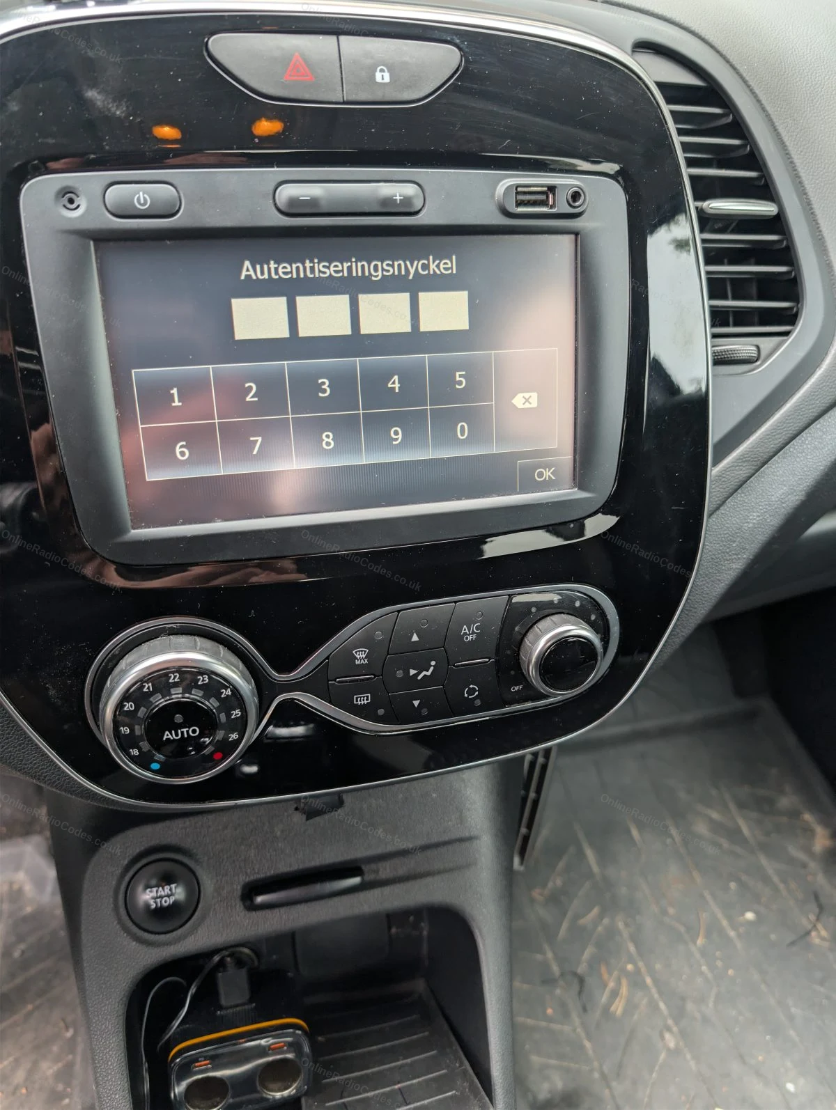 Touchscreen prompting for the radio security code