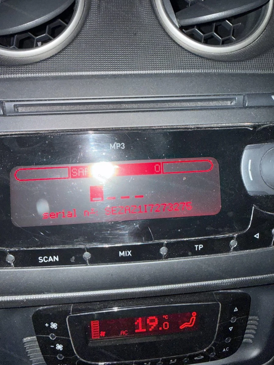 Serial number shown on the radio display