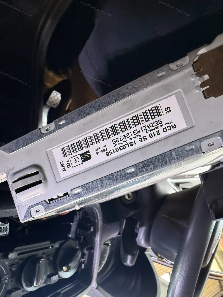 Serial label on the side of the radio