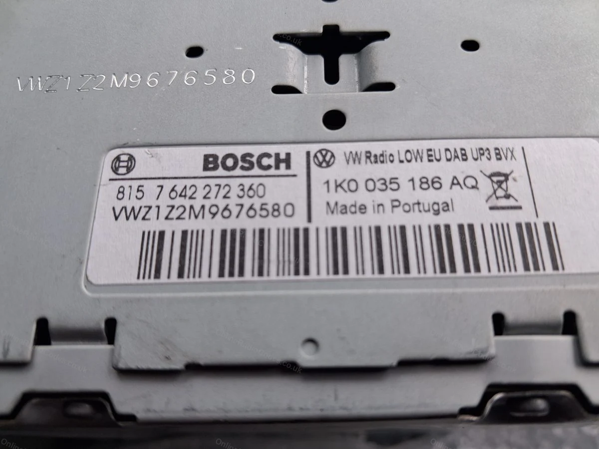 VWZ serial on the Bosch label, also stamped into the casing above