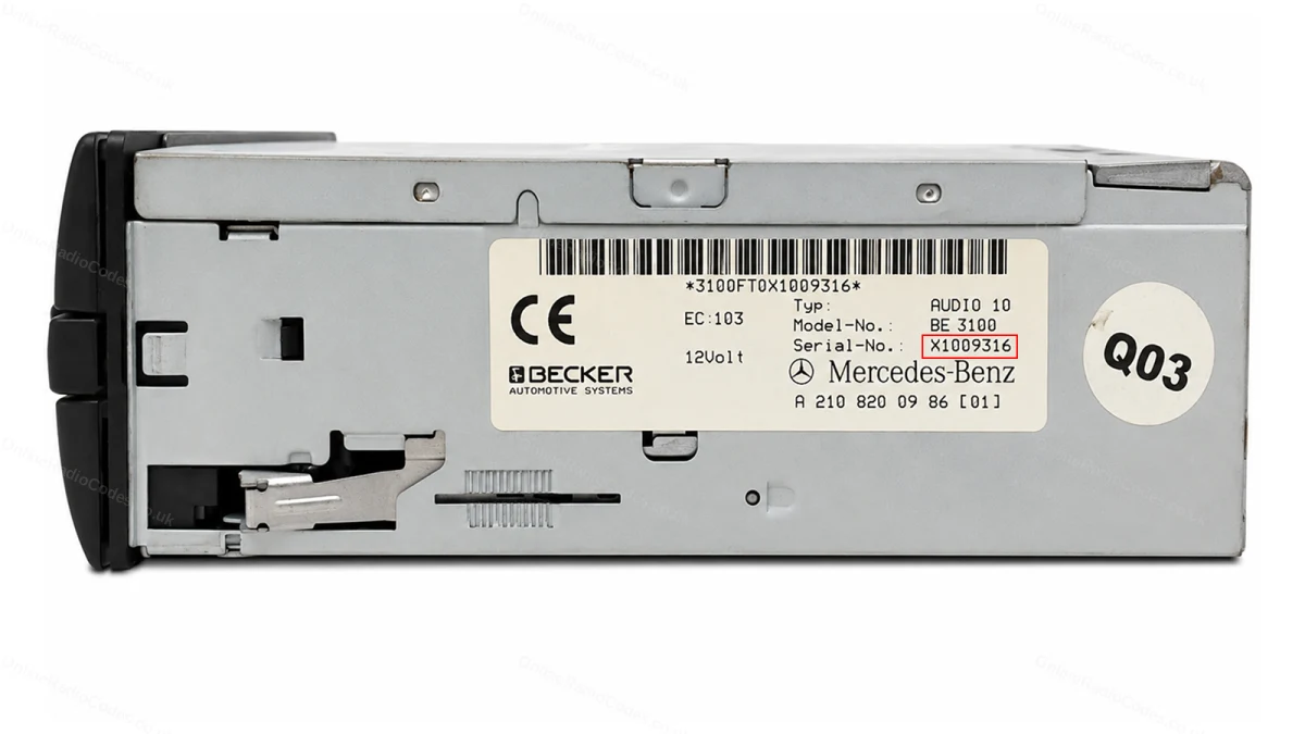 Mercedes Audio 10 / Alpine serial label