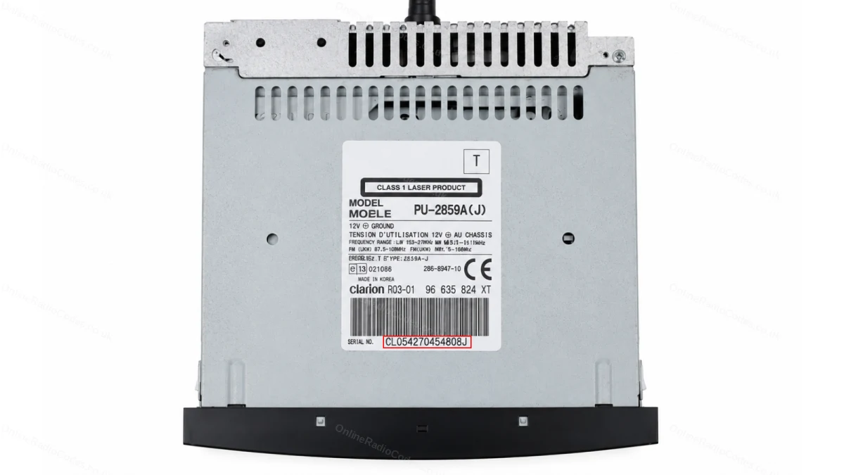 Citroën Clarion serial number label