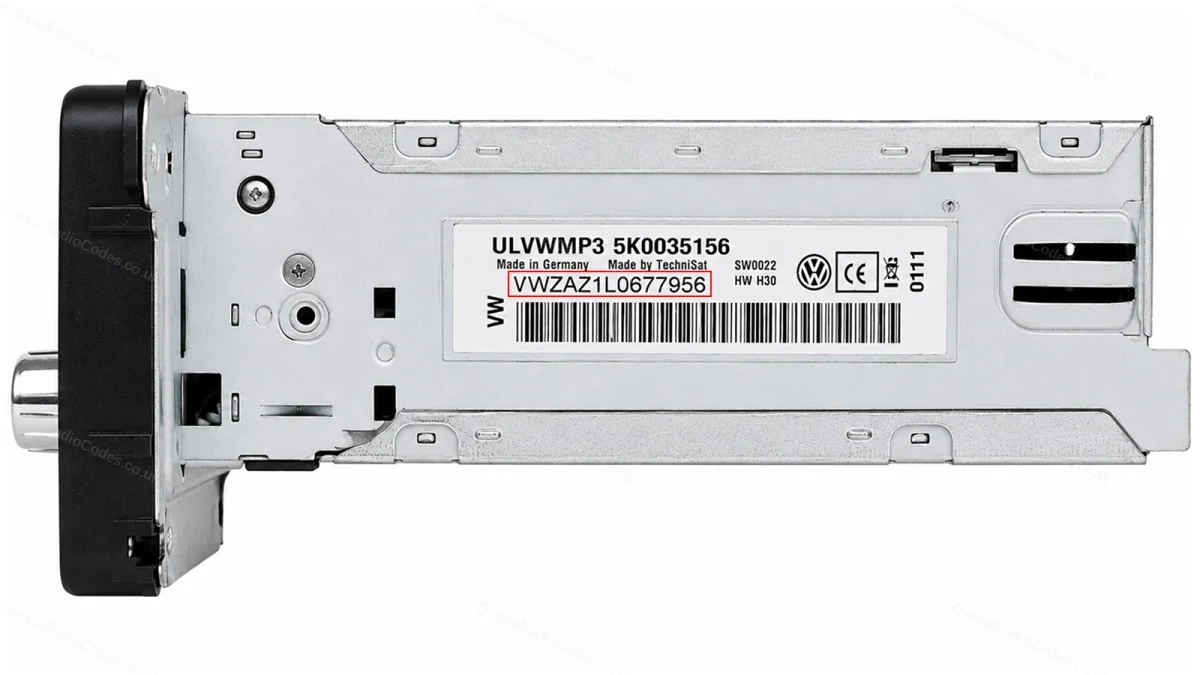 VW RCD 300 — serial number label (VWZ1Z)
